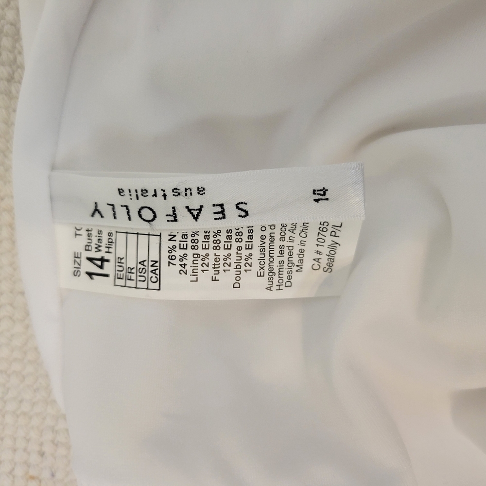 Seafolly White Wave Textured One-piece Swimsuit Size 10 - Picture 7 of 9